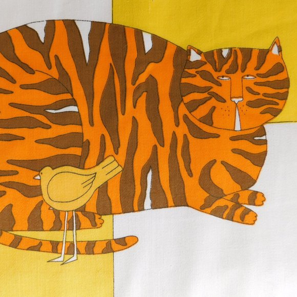 VTG Fat Cat Carleton Varney fabric Schumacher tabby kitty decorator material 1yd - Picture 6 of 15